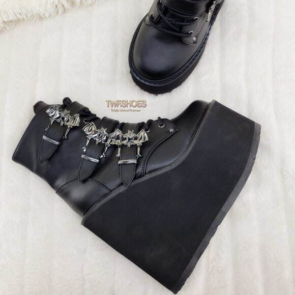 Swing 103 Goth Punk Platform Wedge Ankle Boots - Picture 6 of 14